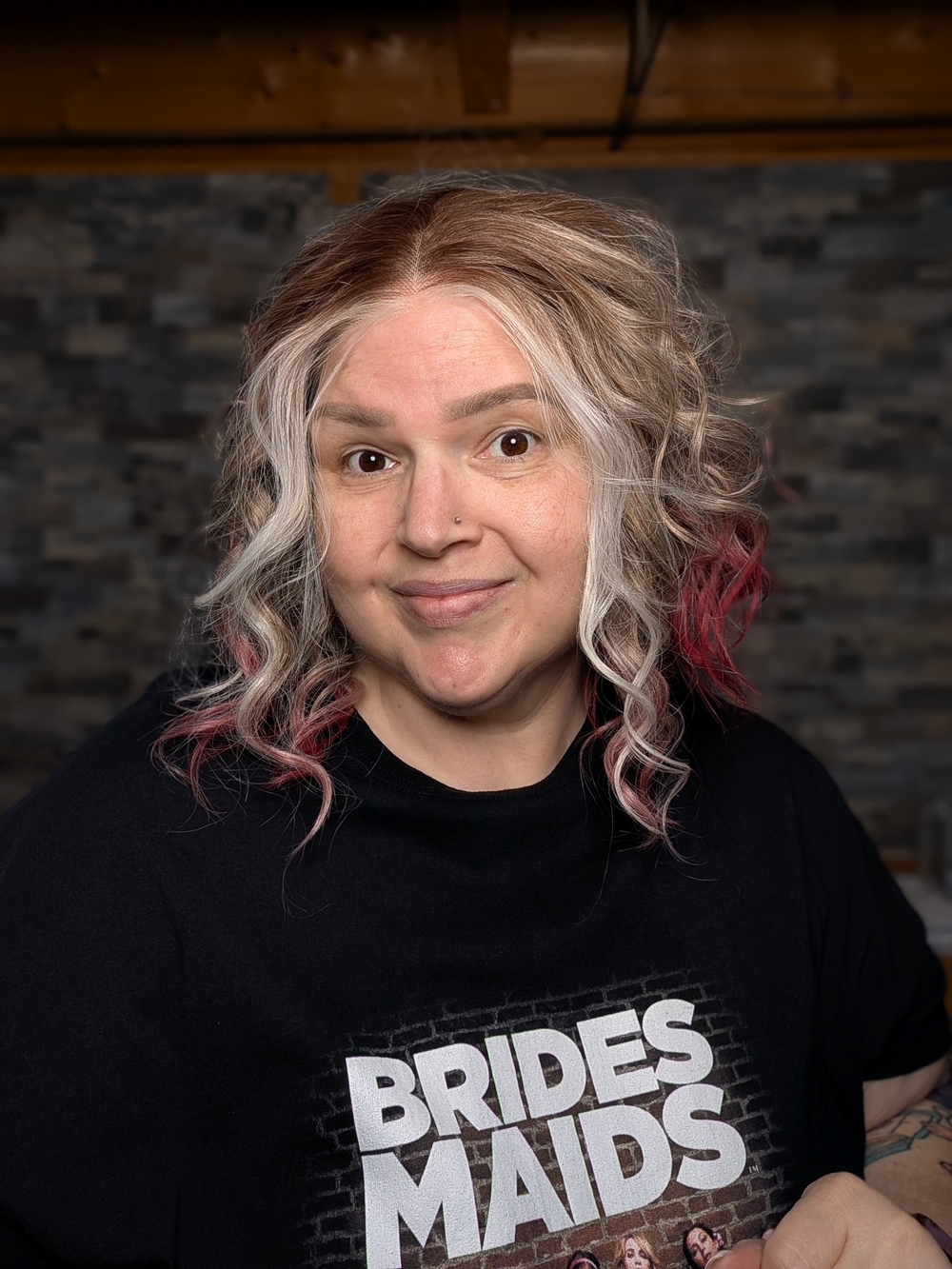 Strawberry Spark Wig Blonde with Pink Accents, Standard Cap